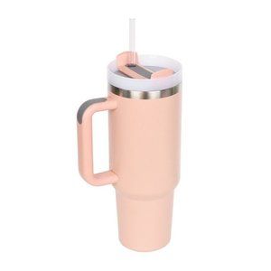 Diona J Insulated Stainless Steel Water Bottle with Handle and Straw Lid Peach